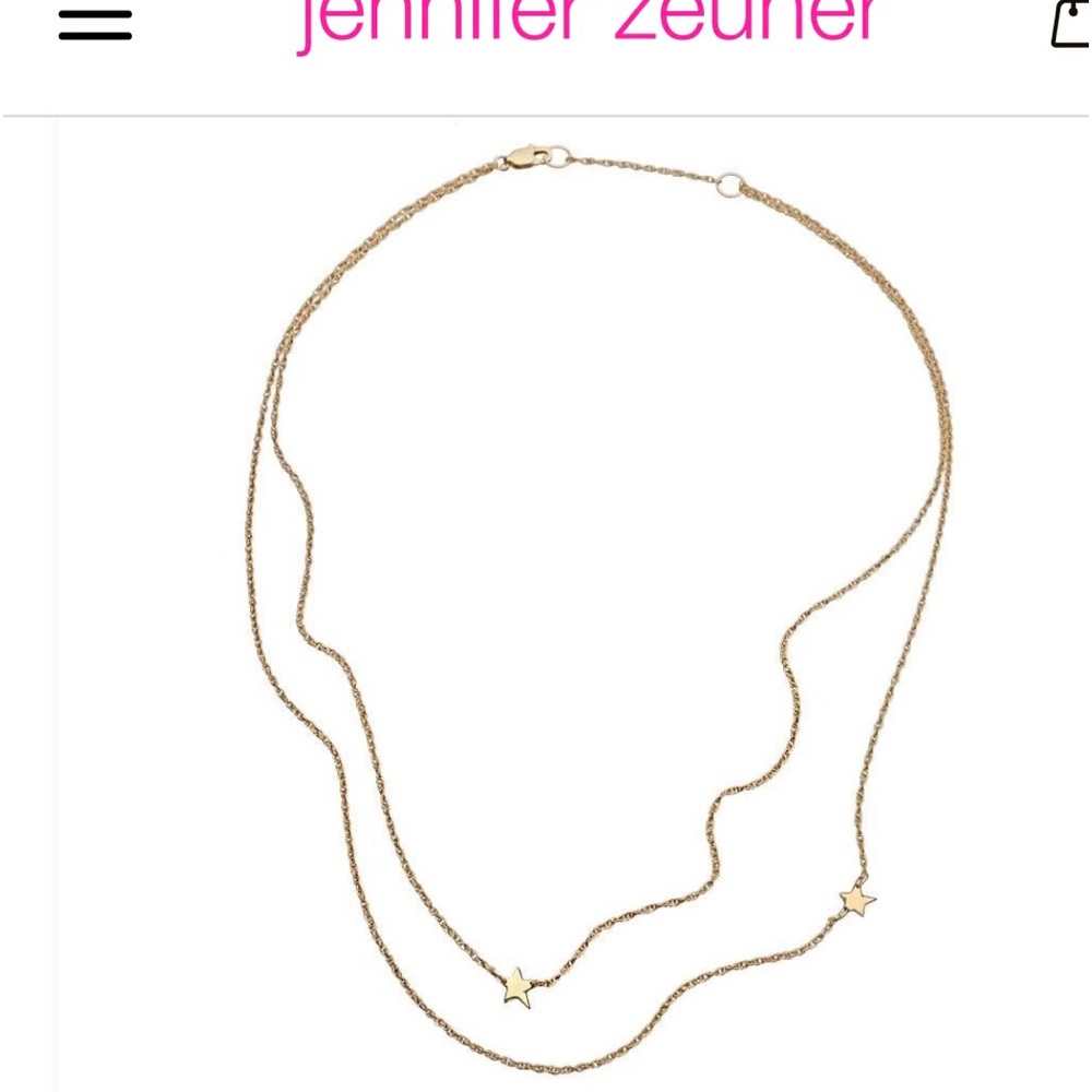 Gold double-row necklace with two tiny star charms.